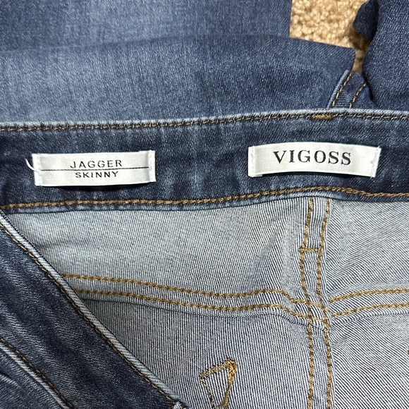 Vigoss Dark Blue Distressed Skinny Jeans - Picture 3 of 4